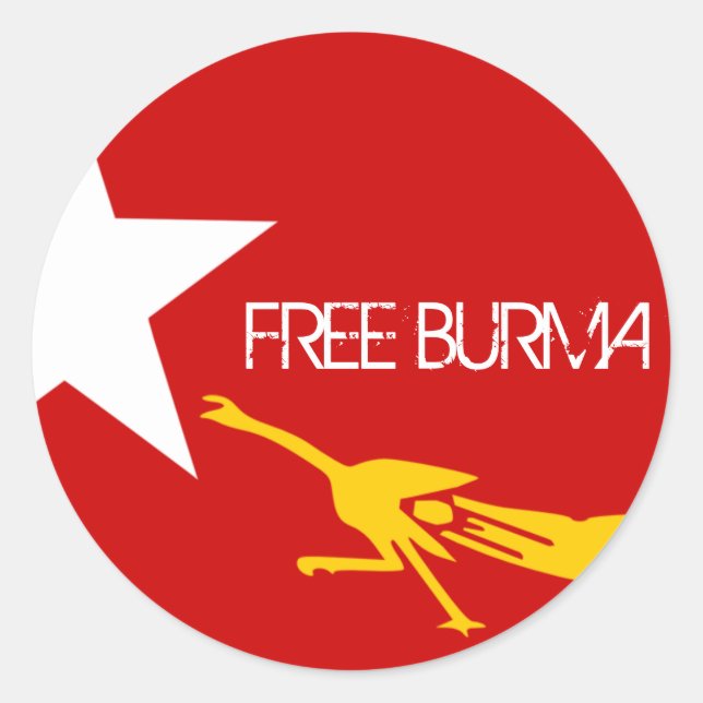 PEGATINA REDONDA BURMA LIBRE (Anverso)
