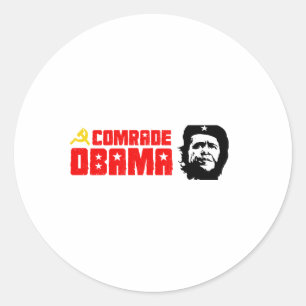 Pegatina Redonda Burmpersticker - rojo Camarada Obama