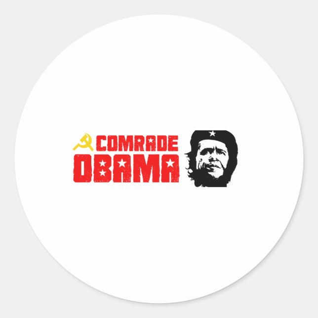 Pegatina Redonda Burmpersticker - rojo Camarada Obama (Anverso)
