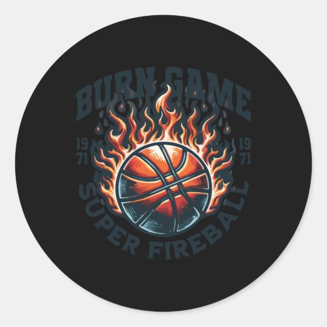 Pegatina Redonda Burn Game Super Fireball (Anverso)