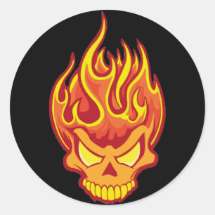 Pegatina Redonda Burning Skull