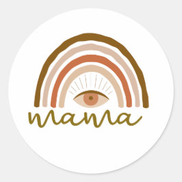 Pegatina Redonda Burnt Orange Boho Rainbow eye 