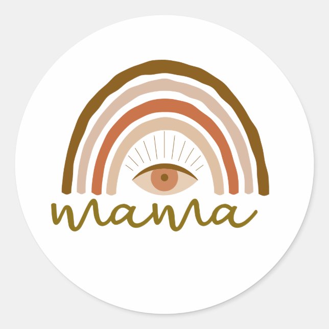 Pegatina Redonda Burnt Orange Boho Rainbow eye  (Anverso)