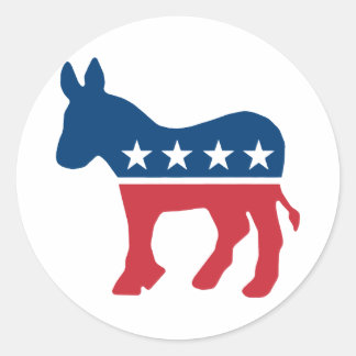 Pegatina Redonda Burro Democrático
