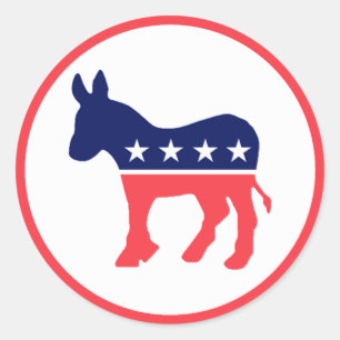 Pegatina Redonda Burro Democrático