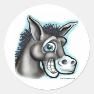 Pegatina Redonda Burro Democrático