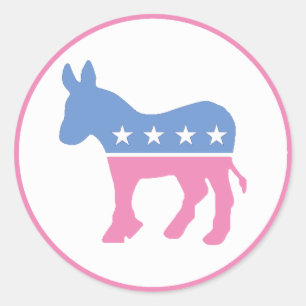 Pegatina Redonda Burro democrático pastel