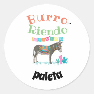 Pegatina Redonda burro riendo paletas 2