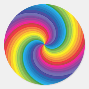 Pegatina Redonda Burst espiral arcoiris