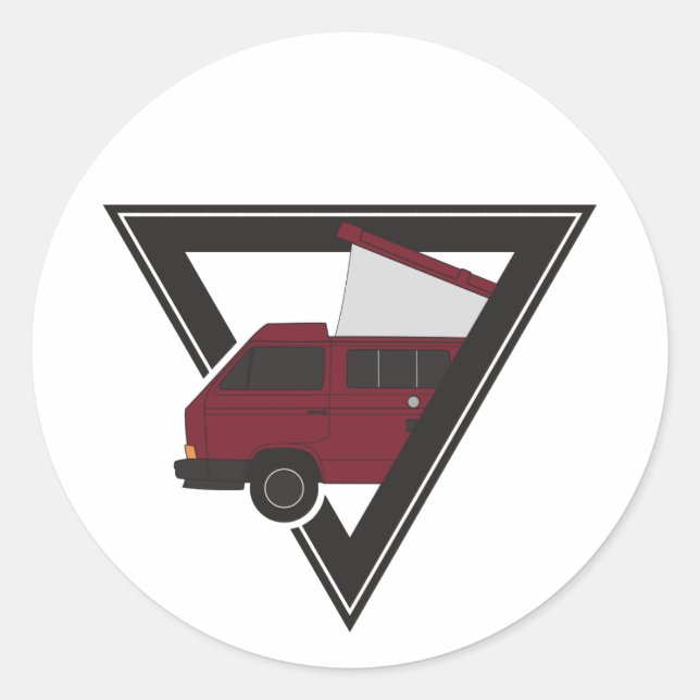 Pegatina Redonda bus maroon triangular (Anverso)