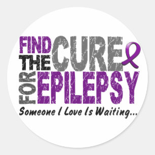 Pegatina Redonda Buscar Cure 1 EPILEPSY Camisetas Y Regalos