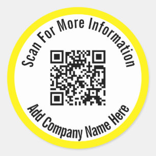 Pegatina Redonda Buscar más información Código QR Amarillo brillant