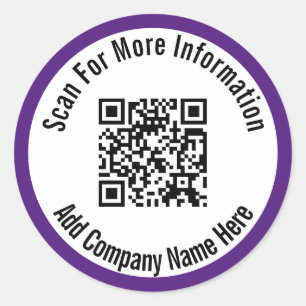 Pegatina Redonda Buscar Más Información Código QR Púrpura Real