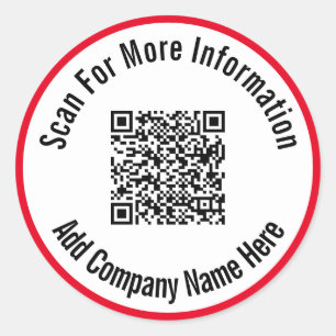 Pegatina Redonda Buscar más información Código QR rojo blanco