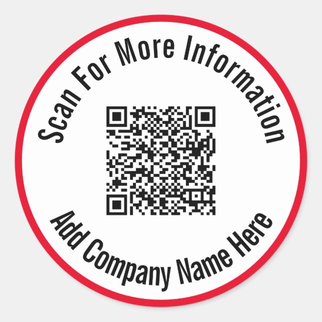 Pegatina Redonda Buscar más información Código QR rojo blanco (Anverso)
