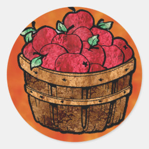 Pegatina Redonda Bushel de manzanas Notecards