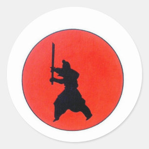 Pegatina Redonda Bushido japonés