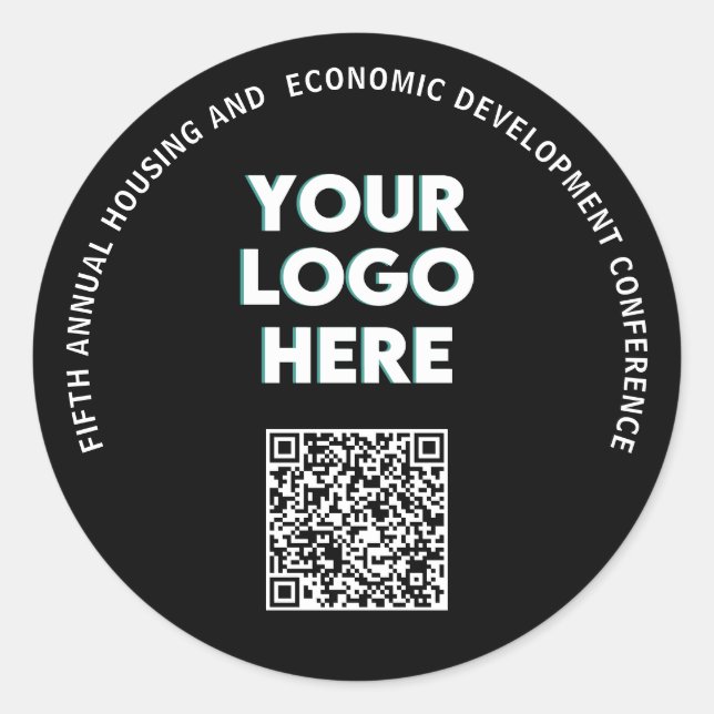 Pegatina Redonda Business Conference Custom Logo QR  (Anverso)
