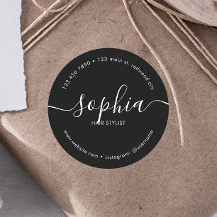 Pegatina Redonda Business Girly Calligraphy Black