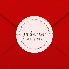 Pegatina Redonda Business Girly Calligraphy Rubor Personalizado Ros
