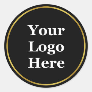 Pegatina Redonda Business Gold y Black Your Logo Template Here