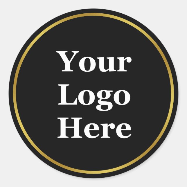 Pegatina Redonda Business Gold y Black Your Logo Template Here (Anverso)