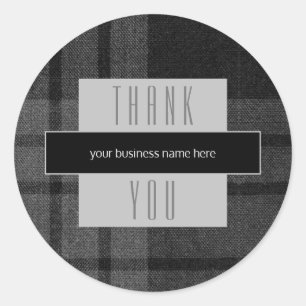Pegatina Redonda Business Gracias Black Plaid