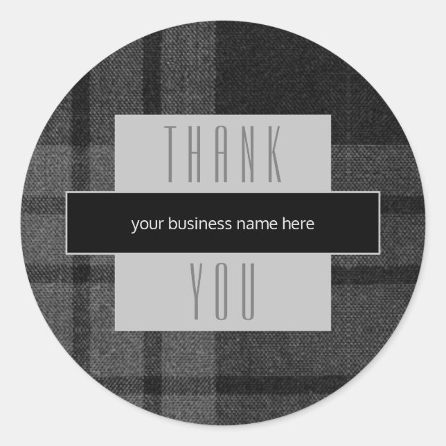 Pegatina Redonda Business Gracias Black Plaid (Anverso)