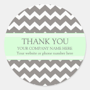 Pegatina Redonda Business Gracias Compañía Nombre Mint Gray Chevron