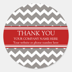 Pegatina Redonda Business Gracias Compañía Nombre Red Gray Chevron