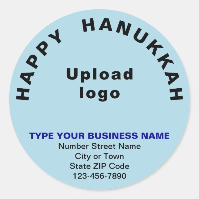 Pegatina Redonda Business Hanukkah saludo sobre azul claro (Anverso)