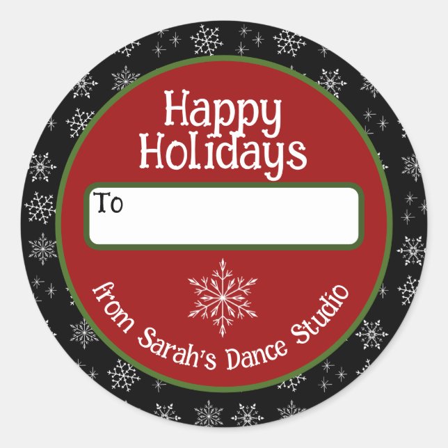 Pegatina Redonda Business Holiday Sticker with Snowflakes (Anverso)
