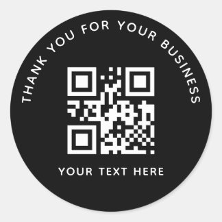 Pegatina Redonda Business Thank You Custom QR Code Black