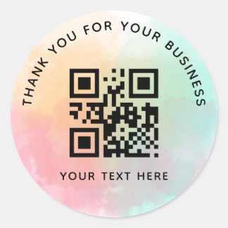 Pegatina Redonda Business Thank You Custom QR Code Colorful