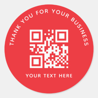 Pegatina Redonda Business Thank You Custom QR Code Red