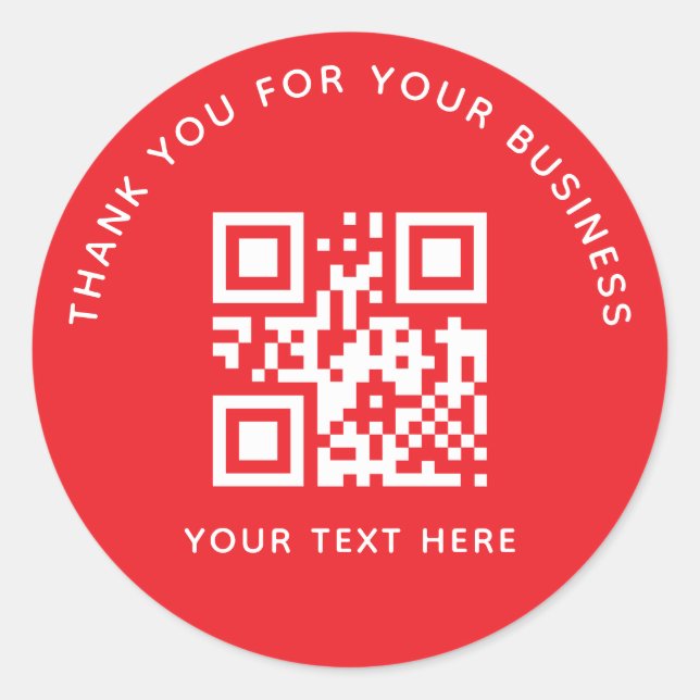 Pegatina Redonda Business Thank You Custom QR Code Red (Anverso)