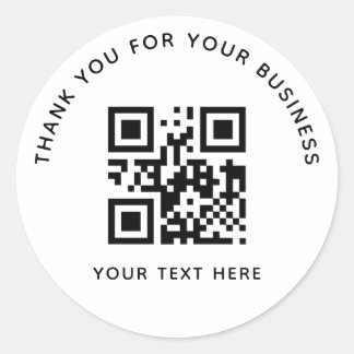 Pegatina Redonda Business Thank You Custom QR Code White