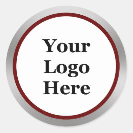 Pegatina Redonda Business Your Logo Here Dark Red White Silver