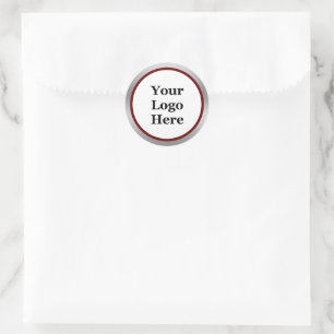 Pegatina Redonda Business Your Logo Here Dark Red White Silver