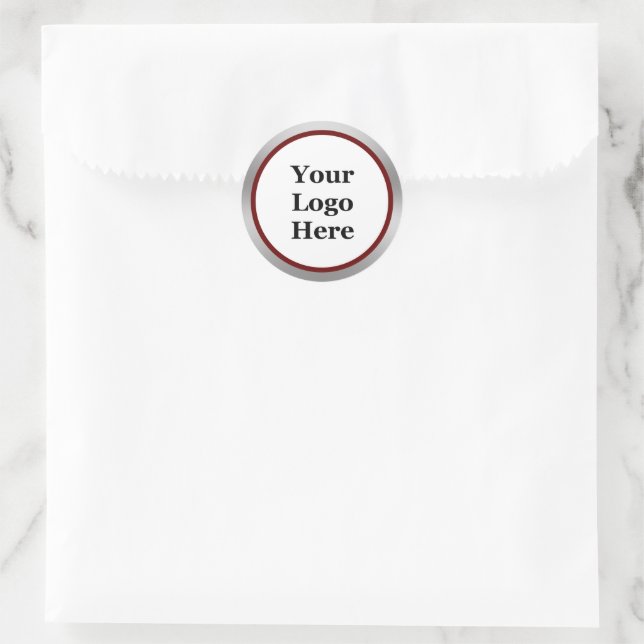 Pegatina Redonda Business Your Logo Here Dark Red White Silver (Bolso)