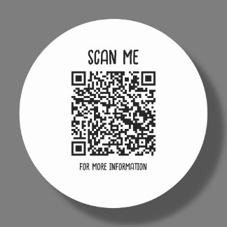 Pegatina Redonda Búsqueda de código QR blanco para obtener más info