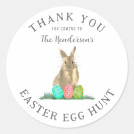 Pegatina Redonda Búsqueda de huevos de Pascua personalizada Conejo 