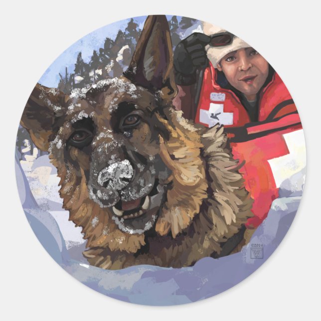 Pegatina Redonda Búsqueda y rescate (Anverso)