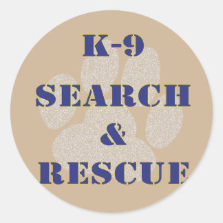 Pegatina Redonda Búsqueda y rescate de K9
