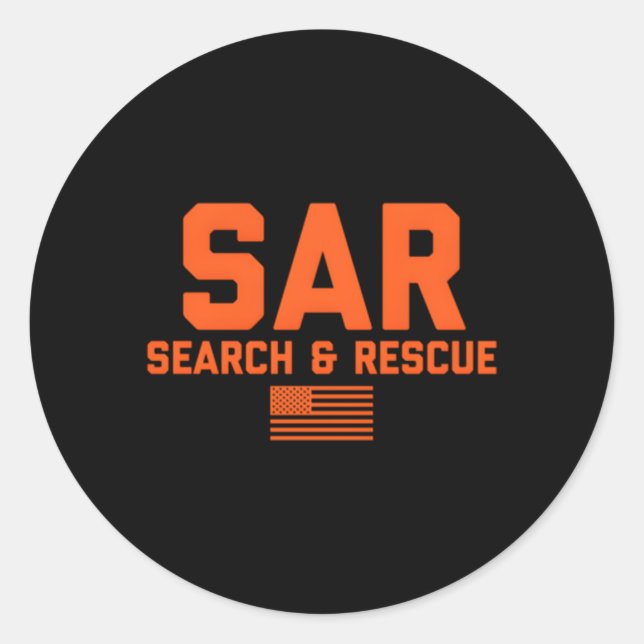 Pegatina Redonda Búsqueda Y Rescate De La Bandera Estadounidense Sa (Anverso)