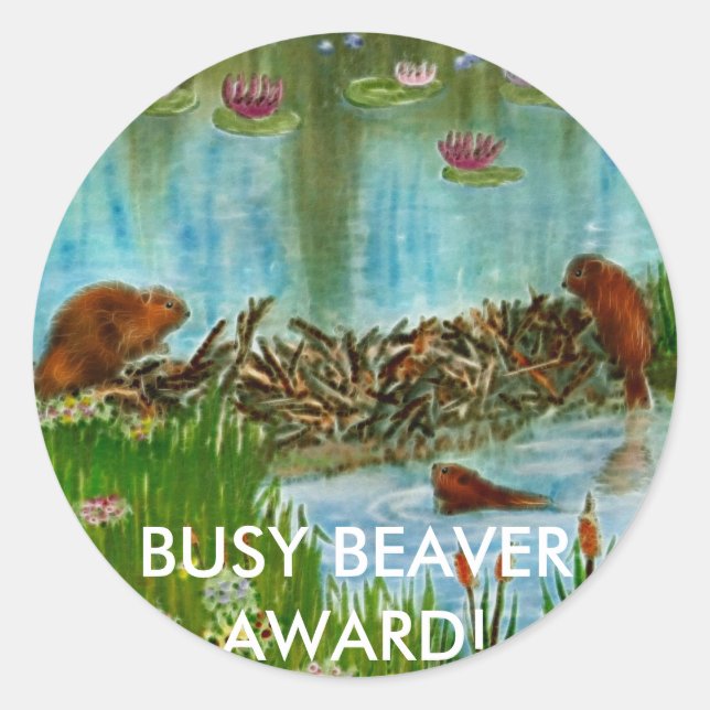 Pegatina Redonda BUSY BEAVER KIDS Regalos (Anverso)