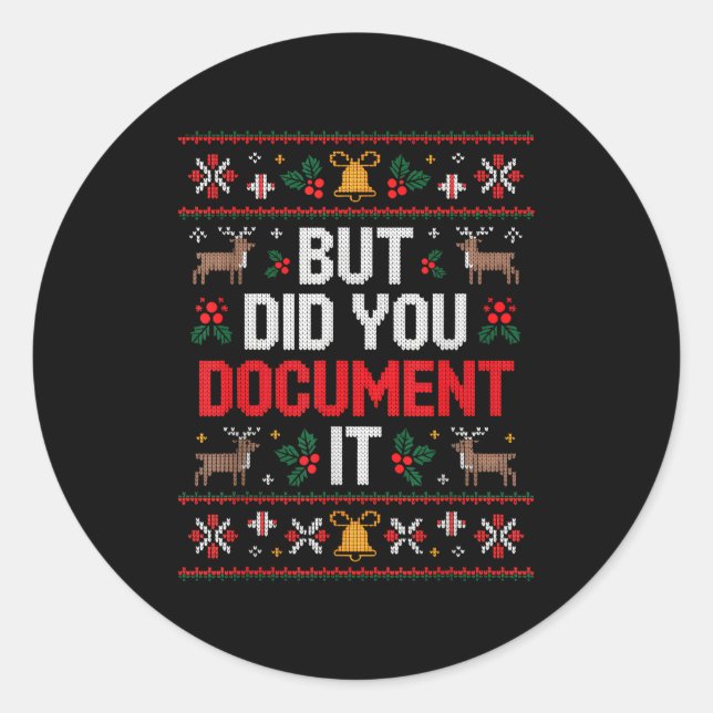 Pegatina Redonda But Did You Doent It Funny Office Christmas Ugly  (Anverso)