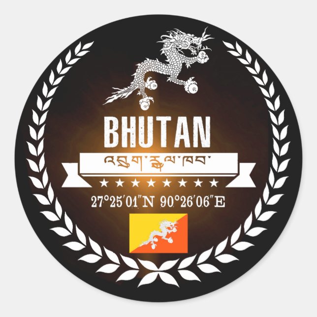 Pegatina Redonda Bután (Anverso)