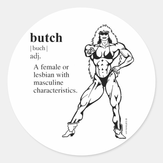 Pegatina Redonda BUTCH (lesbiana) (Anverso)