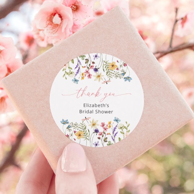Pegatina Redonda Butfly Wildflower Garden Bridal Shower (Subido por el creador)